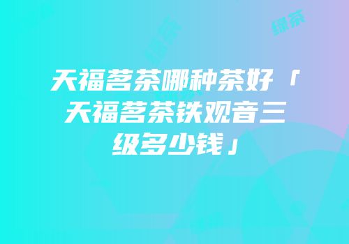天福茗茶哪种茶好「天福茗茶铁观音三级多少钱」