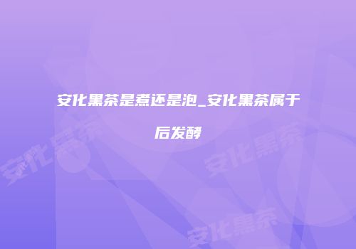 安化黑茶是煮还是泡_安化黑茶属于后发酵