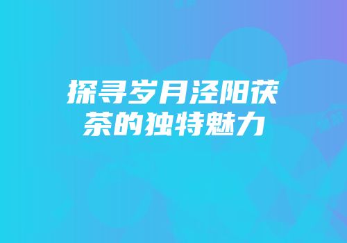 探寻岁月泾阳茯茶的独特魅力