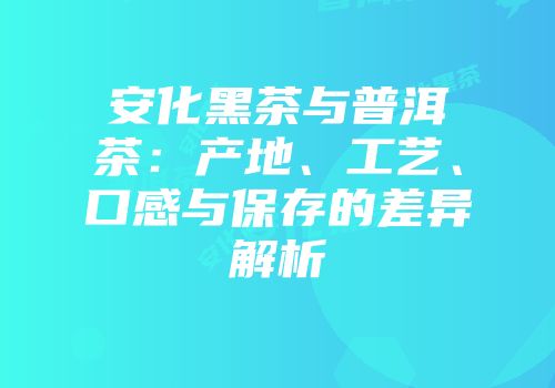 安化黑茶与普洱茶：产地、工艺、口感与保存的差异解析