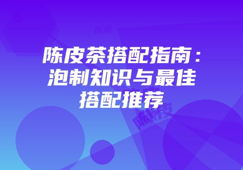 陈皮茶搭配指南：泡制知识与最佳搭配推荐