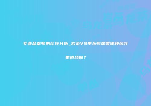 专业品鉴师的比较分析_岩茶VS单丛鸭屎香哪种茶叶更适合你？