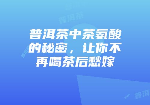 普洱茶中茶氨酸的秘密，让你不再喝茶后愁嫁