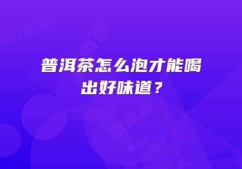 普洱茶怎么泡才能喝出好味道？