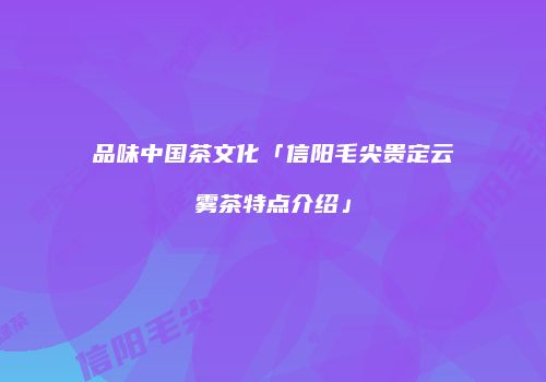 品味中国茶文化「信阳毛尖贵定云雾茶特点介绍」