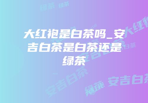 大红袍是白茶吗_安吉白茶是白茶还是绿茶