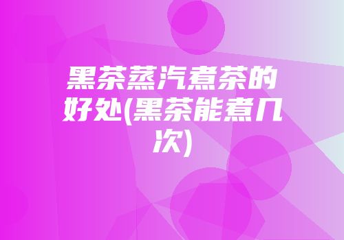黑茶蒸汽煮茶的好处(黑茶能煮几次)