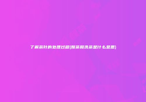 了解茶叶的处理过程(醒茶和洗茶是什么意思)