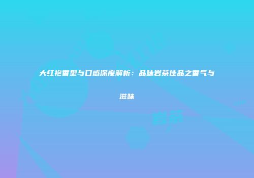 大红袍香型与口感深度解析：品味岩茶佳品之香气与滋味