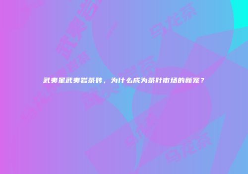 武夷星武夷岩茶砖，为什么成为茶叶市场的新宠？
