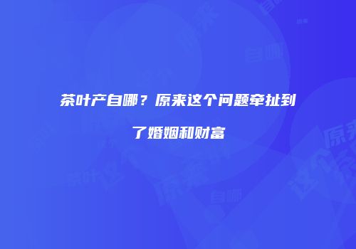 茶叶产自哪？原来这个问题牵扯到了婚姻和财富