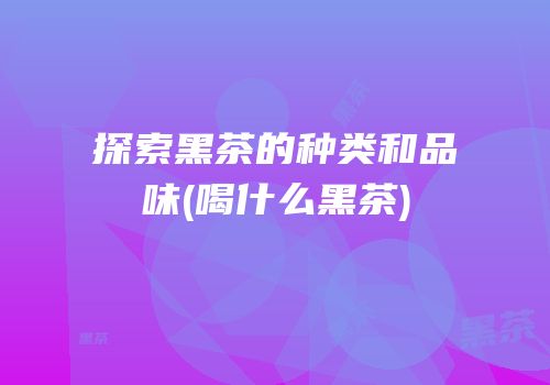 探索黑茶的种类和品味(喝什么黑茶)