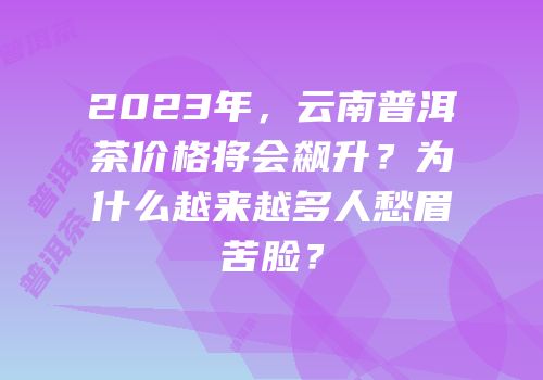 2023年，云南普洱茶价格将会飙升？为什么越来越多人愁眉苦脸？
