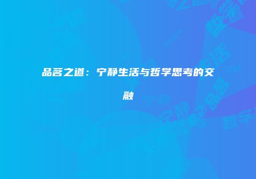 品茗之道：宁静生活与哲学思考的交融
