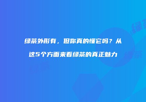 绿茶外形有，但你真的懂它吗？从这5个方面来看绿茶的真正魅力