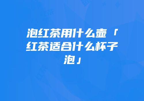 泡红茶用什么壶「红茶适合什么杯子泡」