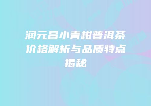润元昌小青柑普洱茶价格解析与品质特点揭秘