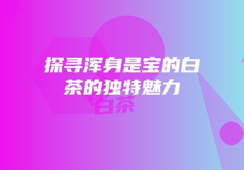 探寻浑身是宝的白茶的独特魅力