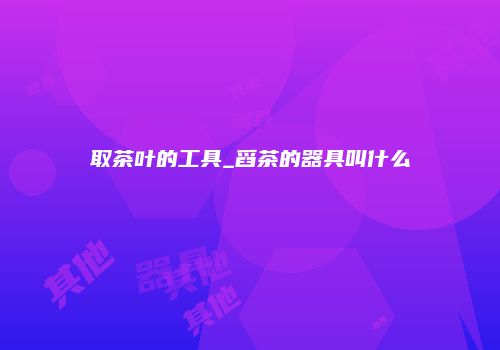 取茶叶的工具_舀茶的器具叫什么
