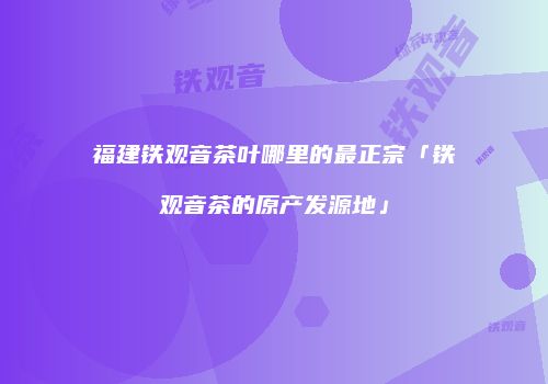 福建铁观音茶叶哪里的最正宗「铁观音茶的原产发源地」