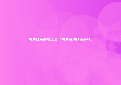 功夫红茶解块工艺「功夫茶用什么茶叶」
