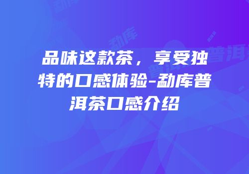 品味这款茶，享受独特的口感体验-勐库普洱茶口感介绍