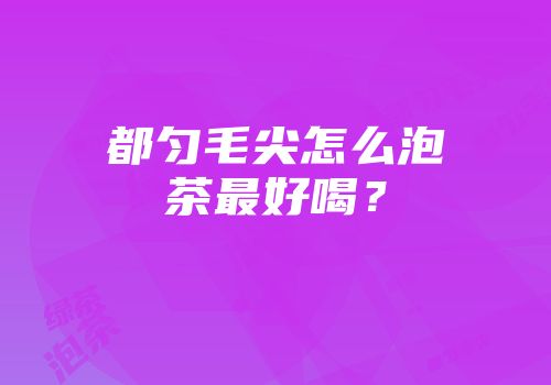 都匀毛尖怎么泡茶最好喝？