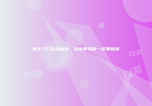 新手入门白茶必看，这些事项你一定要知道