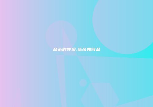 品茶的等级,品茶如何品