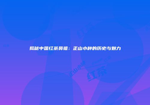 揭秘中国红茶鼻祖：正山小种的历史与魅力