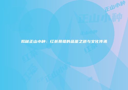 揭秘正山小种：红茶鼻祖的品鉴之道与文化传承
