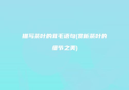 描写茶叶的茸毛语句(赏析茶叶的细节之美)