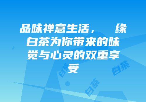 品味禅意生活，瀧聖缘白茶为你带来的味觉与心灵的双重享受