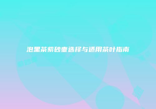 泡黑茶紫砂壶选择与适用茶叶指南
