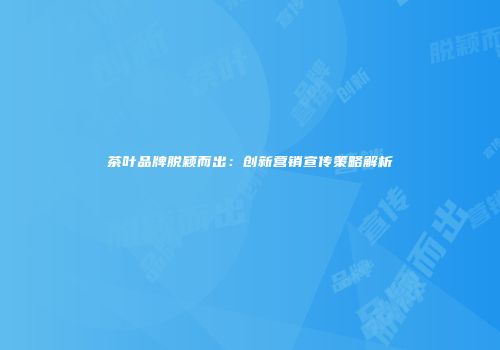 茶叶品牌脱颖而出：创新营销宣传策略解析