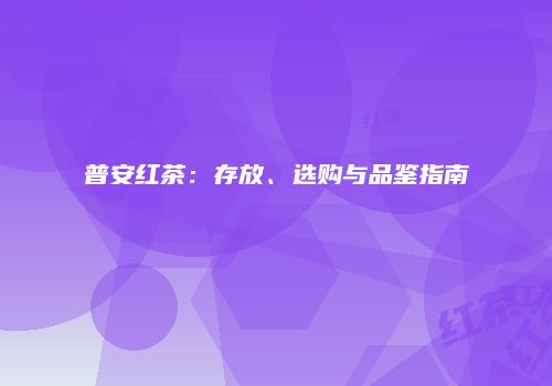 普安红茶：存放、选购与品鉴指南