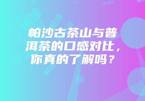 帕沙古茶山与普洱茶的口感对比，你真的了解吗？