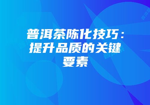 普洱茶陈化技巧：提升品质的关键要素