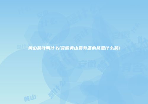 黄山茶叶叫什么(安徽黄山最有名的茶是什么茶)