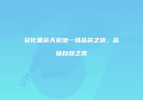 安化黑茶天泉池一场品茶之旅，品味自然之美