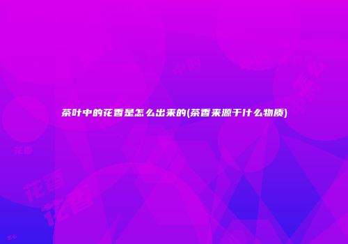茶叶中的花香是怎么出来的(茶香来源于什么物质)