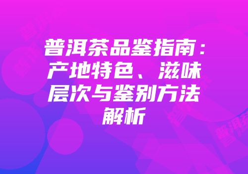 普洱茶品鉴指南：产地特色、滋味层次与鉴别方法解析