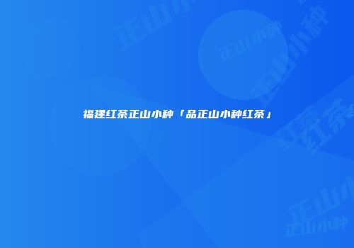 福建红茶正山小种「品正山小种红茶」