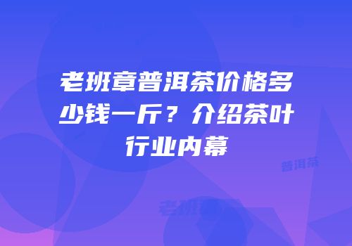 老班章普洱茶价格多少钱一斤？介绍茶叶行业内幕