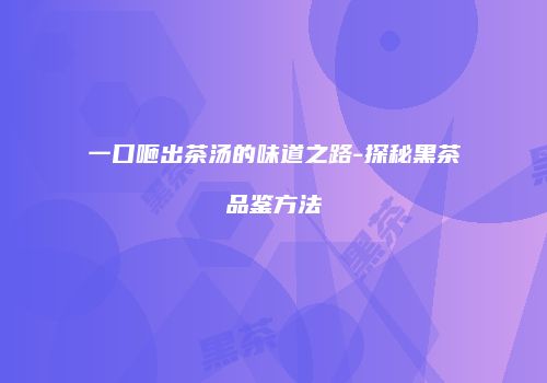 一口咂出茶汤的味道之路-探秘黑茶品鉴方法