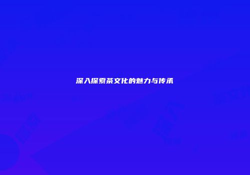 深入探索茶文化的魅力与传承