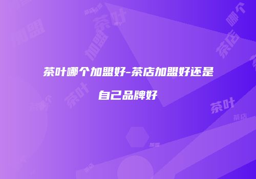 茶叶哪个加盟好-茶店加盟好还是自己品牌好
