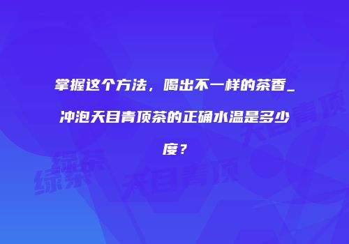 掌握这个方法，喝出不一样的茶香_冲泡天目青顶茶的正确水温是多少度？