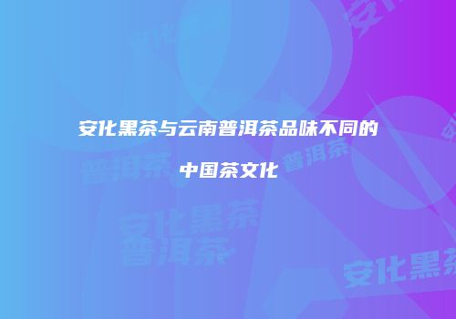 安化黑茶与云南普洱茶品味不同的中国茶文化