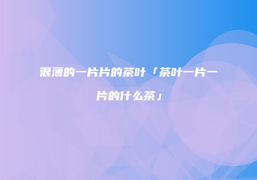很薄的一片片的茶叶「茶叶一片一片的什么茶」